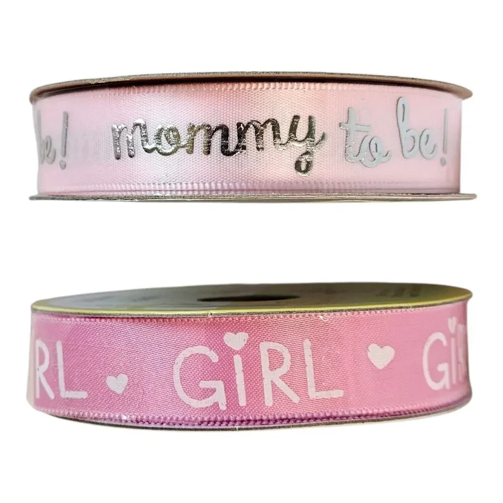 Baby Girl Shower Ribbon & Confetti 6 Rolls Ribbon & 3 Bags of Confetti